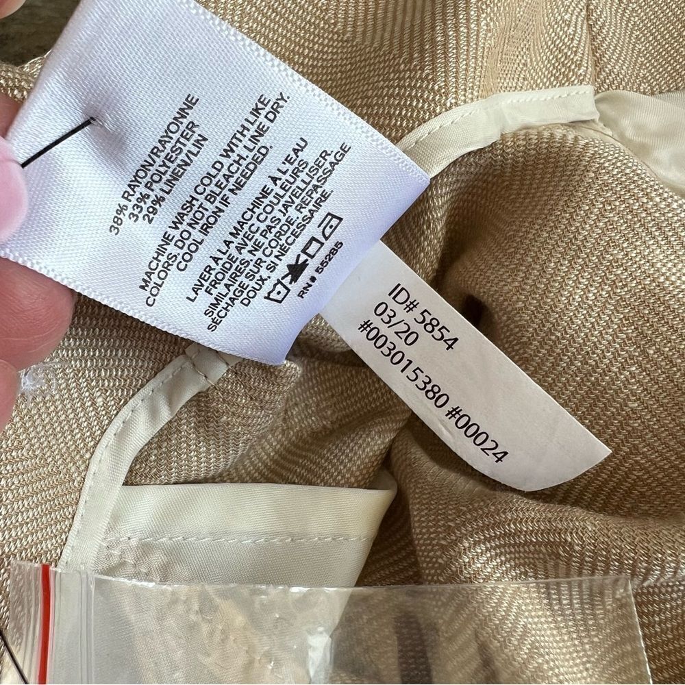 Express MIDI Extreme High Rise Shorts Khaki Tan Size 14 Linen Blend NEW - Picture 8 of 12